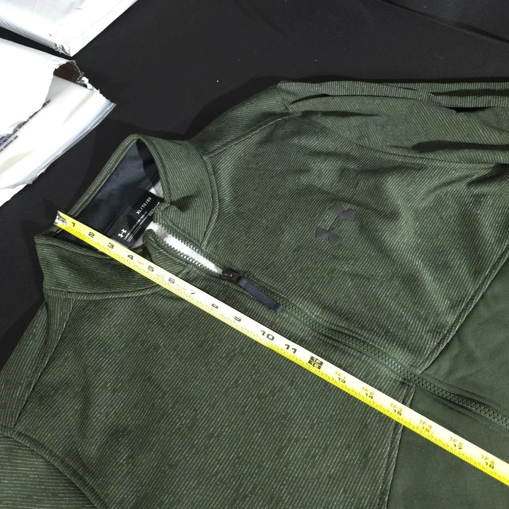 Under Armour ColdGear Jacket Mens XL Green Full Zip Loose Fit Mock Neck 15484